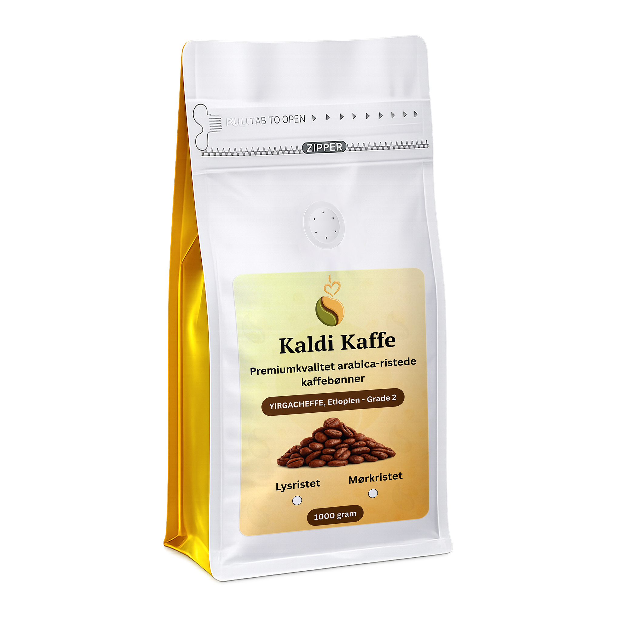 Ethiopisk Yirgachefe Grade 2 Ristet Kaffebønner – 100% Arabica 1000g