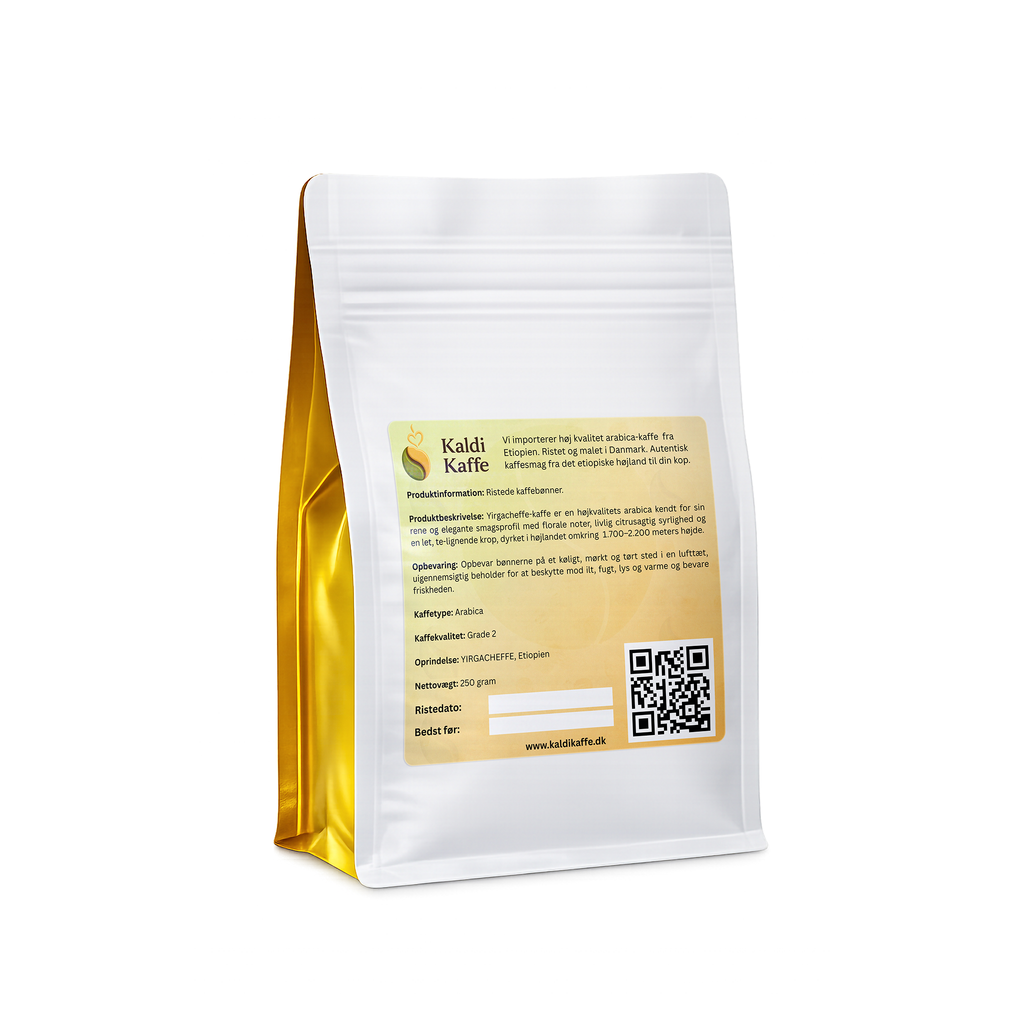 Ethiopisk Yirgachefe Grade 2 Ristet Kaffebønner – 100% Arabica 250g