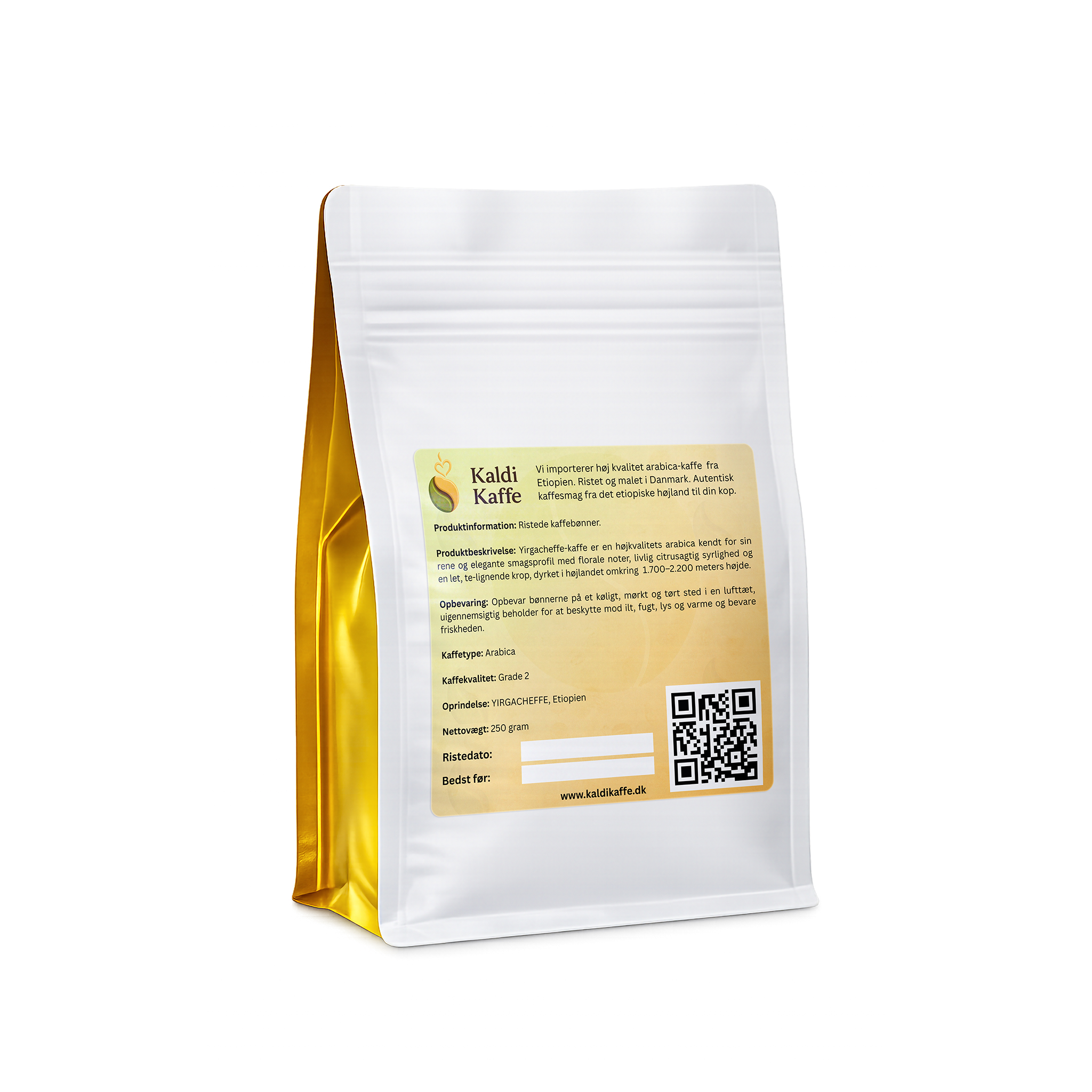 Ethiopisk Yirgachefe Grade 2 Ristet Kaffebønner – 100% Arabica 250g