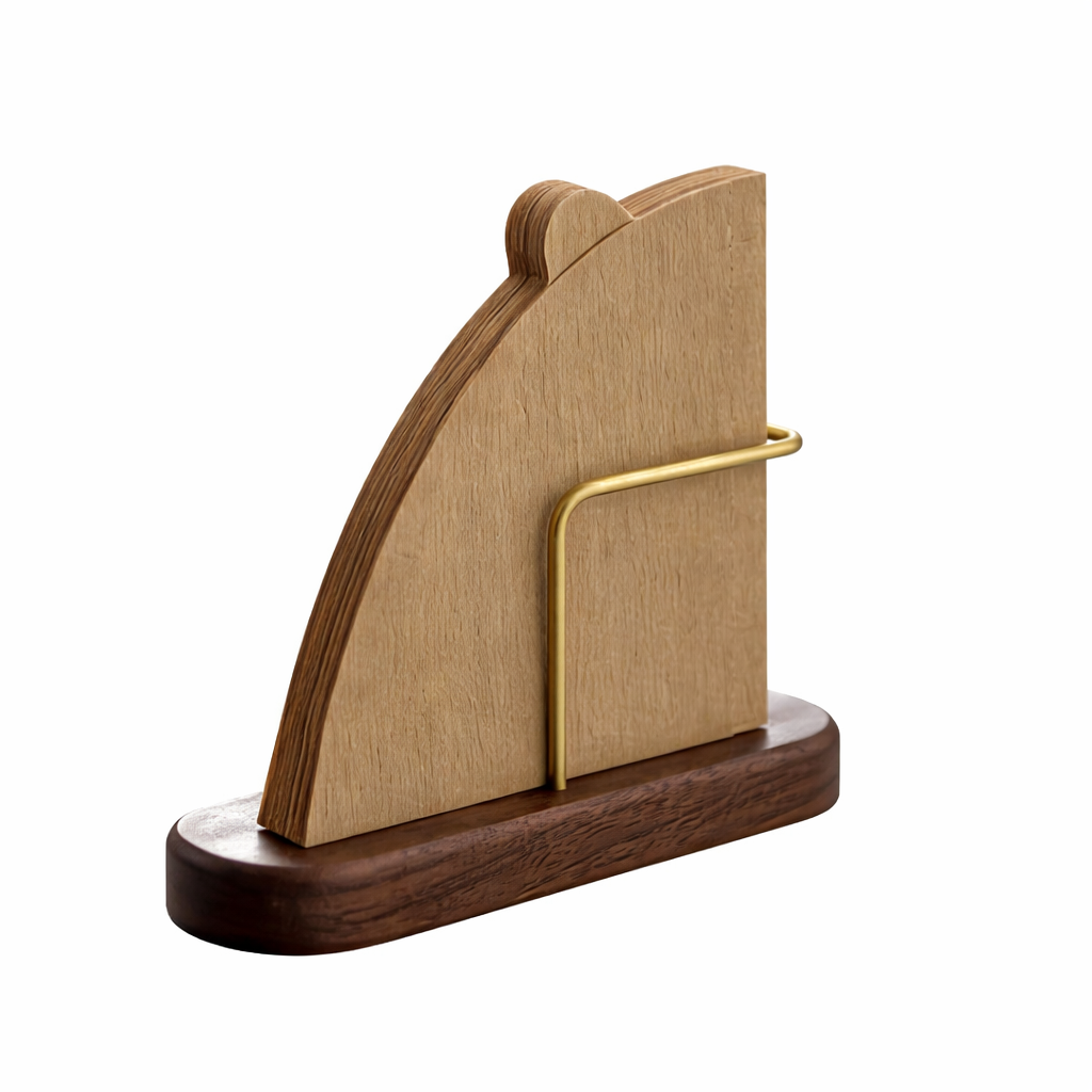 Wooden Coffee Filter Paper Holder, Portable Filter Paper Storage Rack for Table - Single Metal Holder
