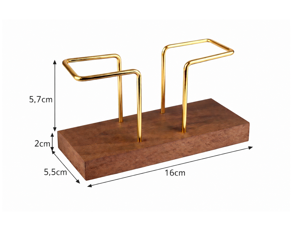Wooden Coffee Filter Paper Holder, Portable Filter Paper Storage Stand for Table - Double Metal Holder