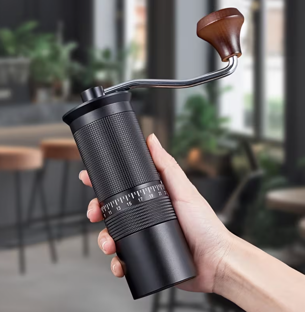 Justerbar kaffebønnekværn, manuel kaffekværn i aluminiumslegering med stålkern, holdbar til hjemme- og kontorbrug