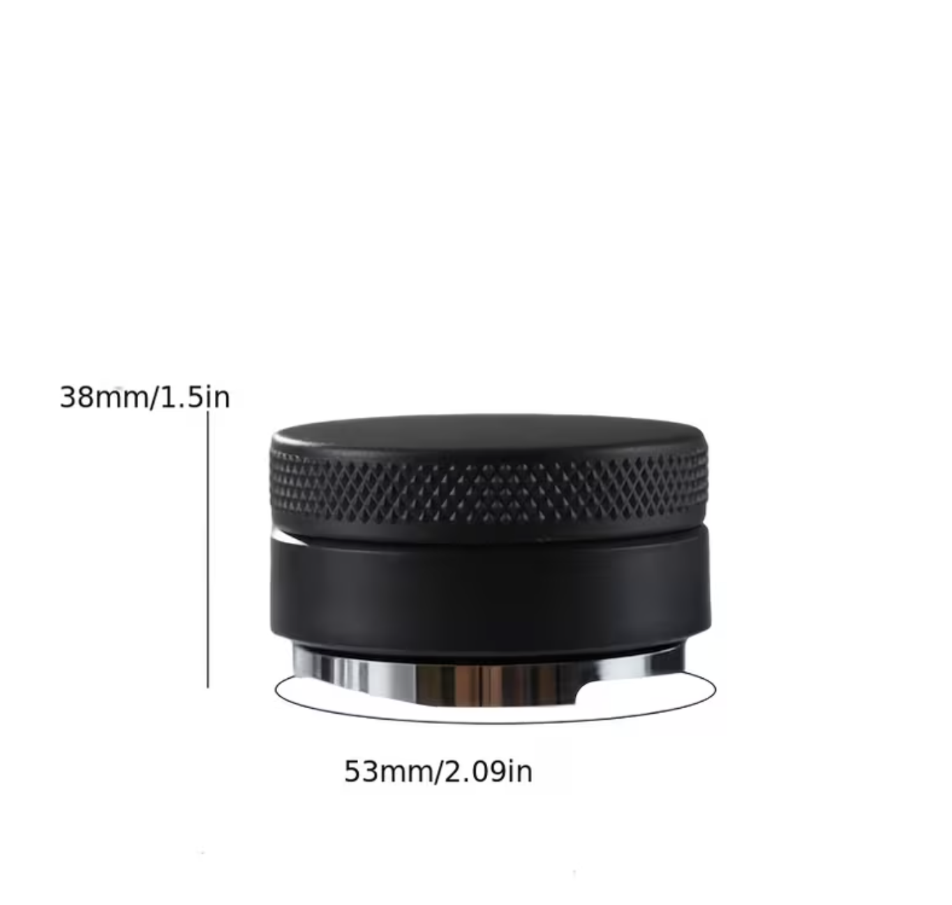 Metaltamper pulverpressehammer til espresso i aluminiumlegering, sort 53 mm