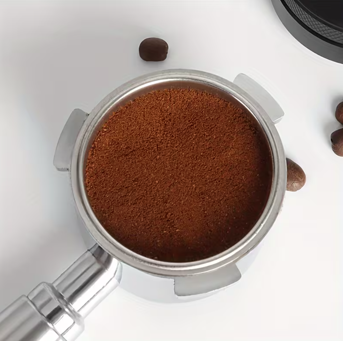 Metaltamper pulverpressehammer til espresso i aluminiumlegering, sort 53 mm