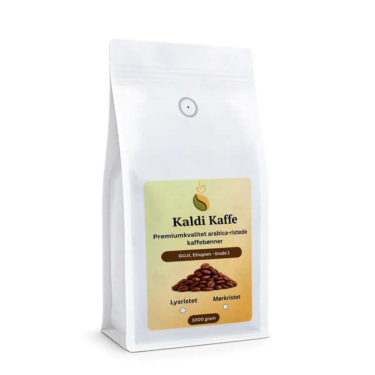 Kaldi Kaffe friskristede vaskede etiopiske Guji Grade 1 Arabica hele kaffebønner, specialkaffe fra Etiopien, 1 kg
