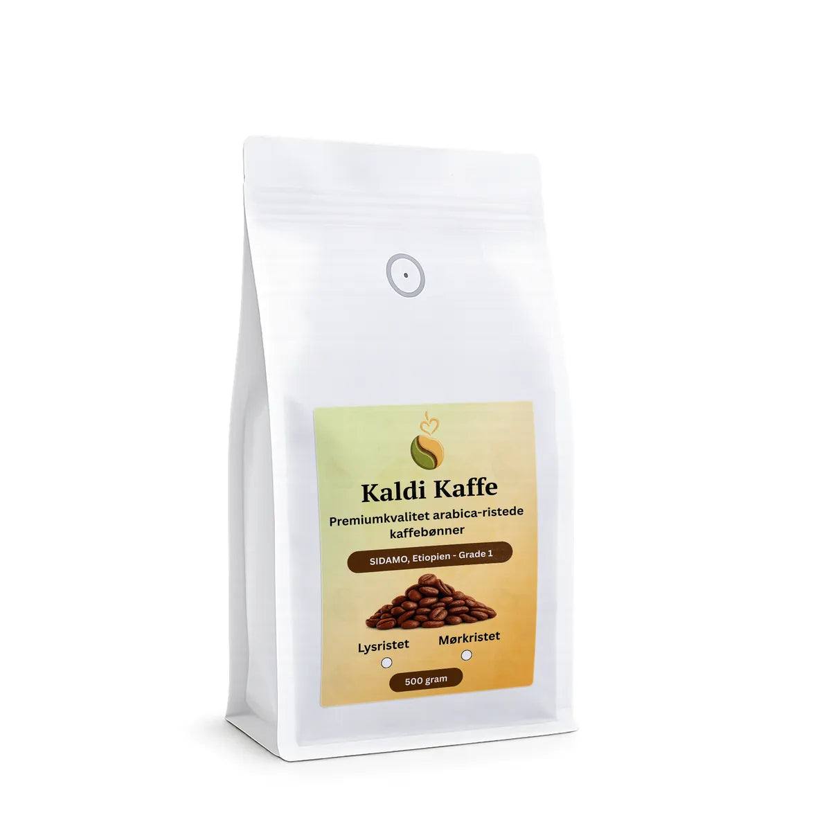 Kaldi Kaffe friskristede naturligt tørret etiopiske Sidamo Grade 2 Arabica hele kaffebønner, specialkaffe fra Etiopien, 500 g