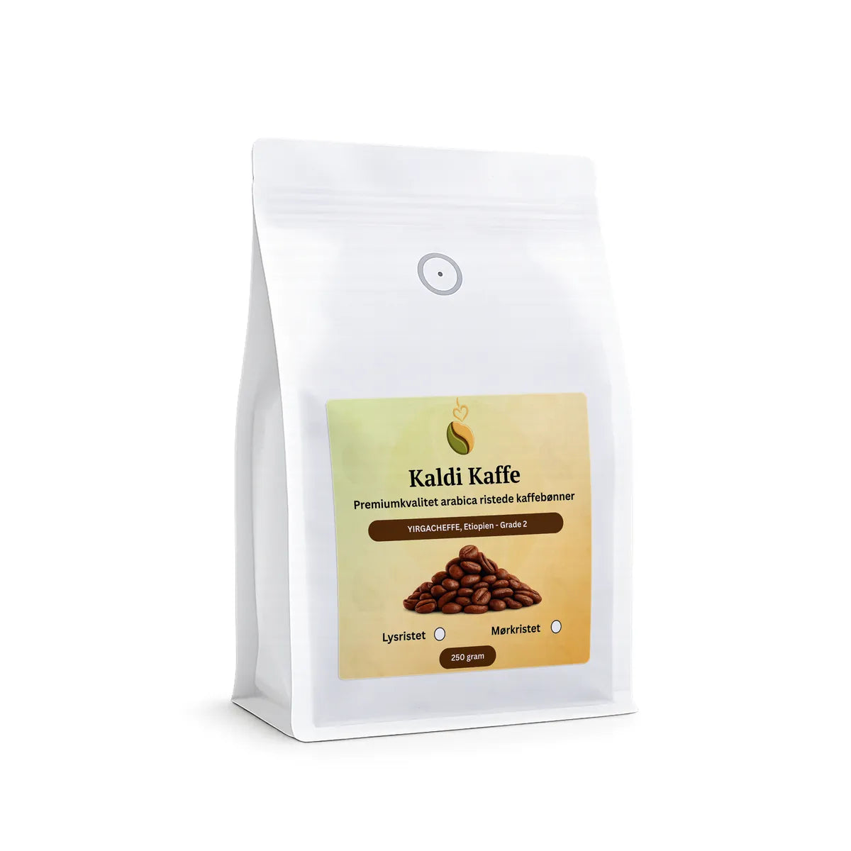 Kaldi Kaffe friskristede etiopiske Yirgacheffe Grade 2 Arabica hele kaffebønner, specialkaffe fra Etiopien, 250 g