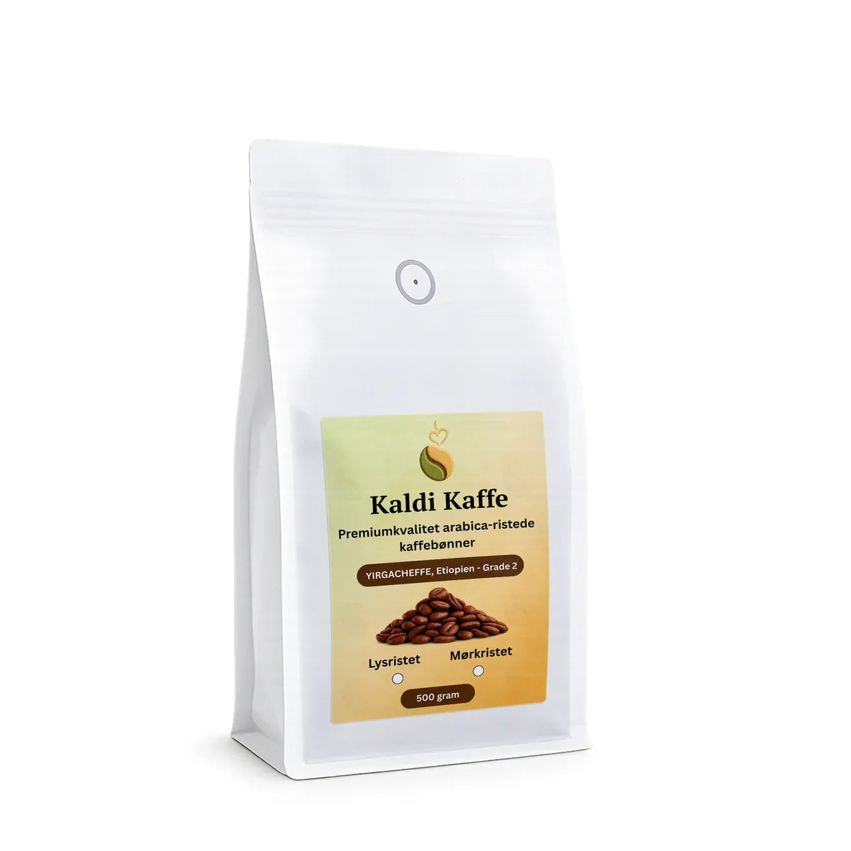 Kaldi Kaffe friskristede etiopiske Yirgacheffe Grade 2 Arabica hele kaffebønner, specialkaffe fra Etiopien, 500 g